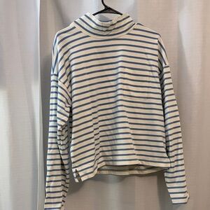 Vineyard Vines Blue and White Striped Mock Neck Turtleneck